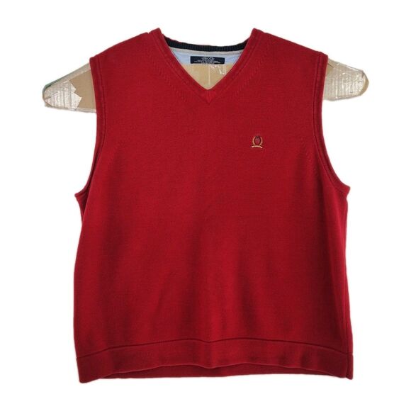 🔥Vintage Tommy Hilfiger men's XL men's v-neck pullover vest, red - Picture 1 of 8